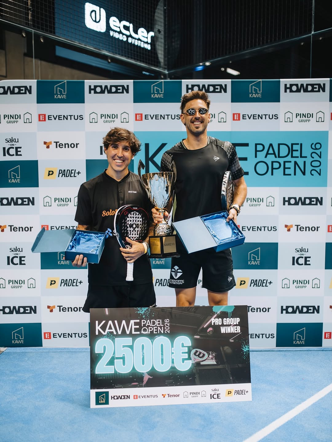 Exequiel Mouriño at Kawe Padel Open 2026 with trophy and €2,500 prize